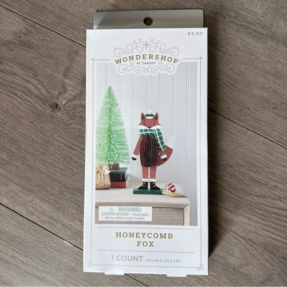 Wondershop Festive Honeycomb Fox with Green Scarf